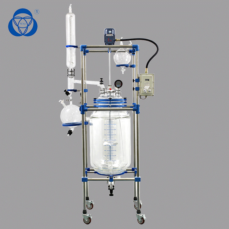 30L Pyrex Double Jacketed Glass Reactor Vessel With Vacuum Pump